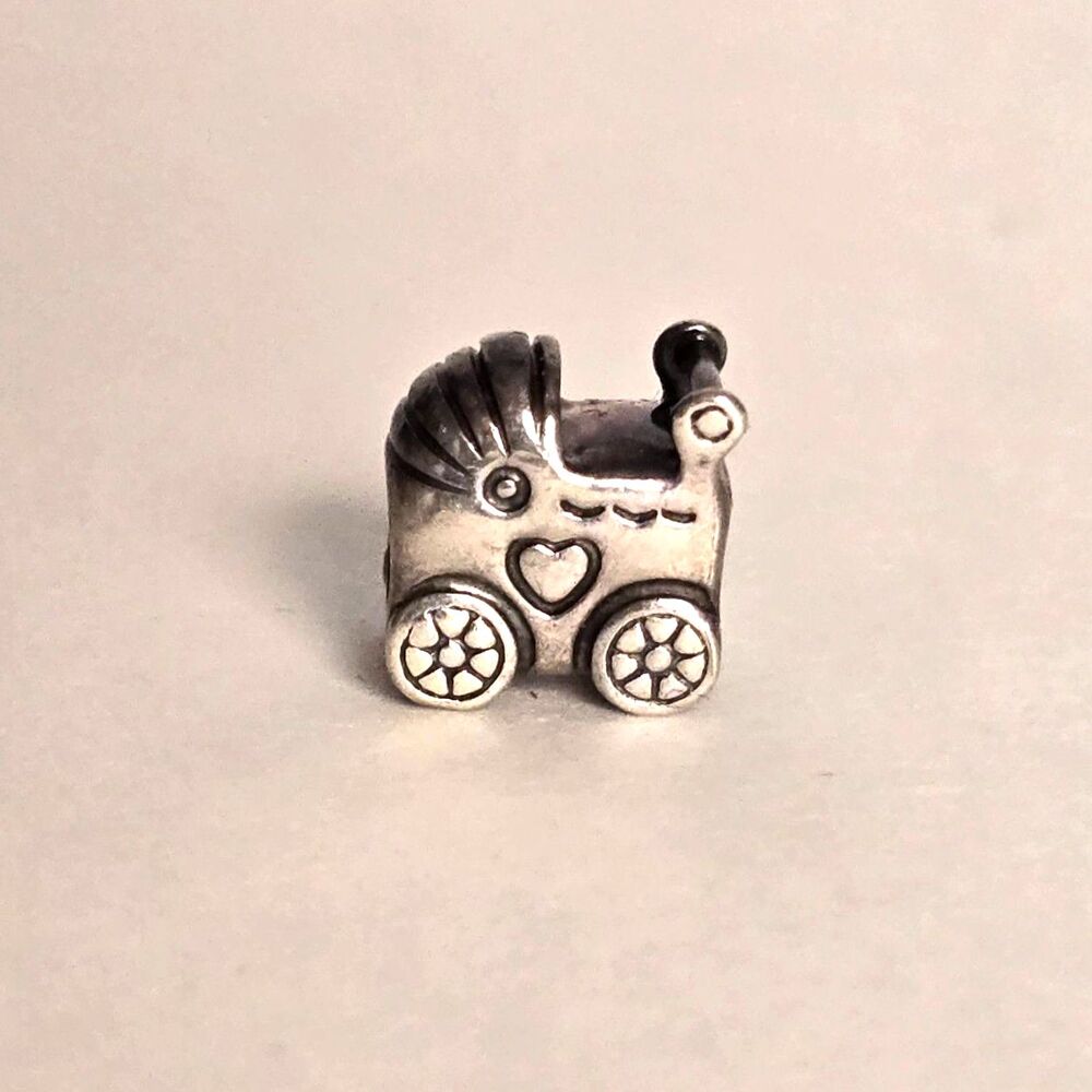 Pandora Baby Stroller Charm 790346 Sterling Silver ALE S925 Retired Pram Bead